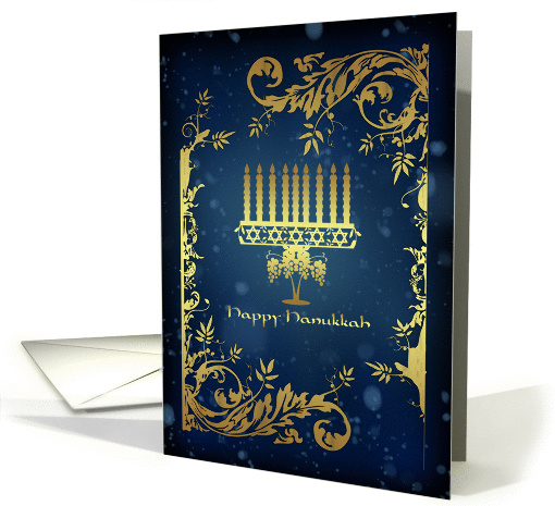 hanukkah holiday card with menorah card (863809)