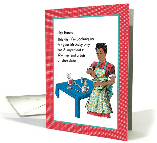 Black Retro Housewife Cooking Up Sexy Birthday card (1071343)