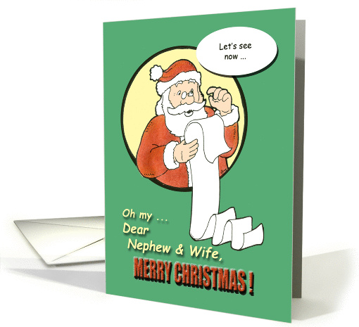 Merry Christmas Nephew & Wife - Santa Claus humor card (963235)