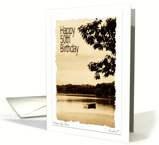 50th Birthday - Vintage Rowboat Scene card (884865)