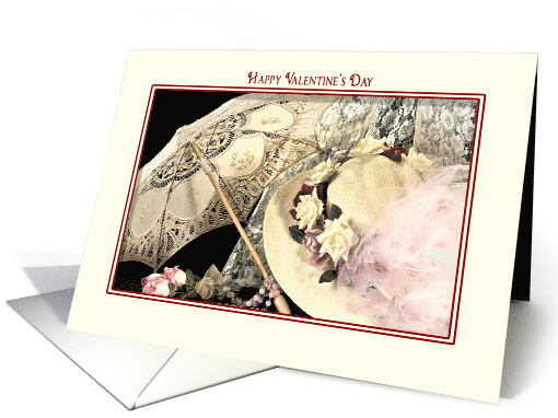 Valentine's Day, Old Fashion, Lace, Victorian Hat and Roses card