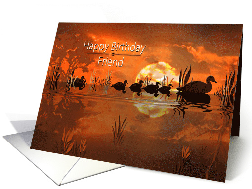 Birthday, Friend, Ducks Swimming at Sunset, Graphic card (359777)