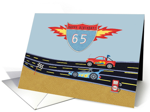 Husband's 65th Birthday Stock Car Racing Theme card (1435746)