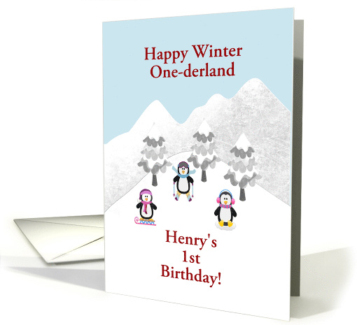 Winter One-derland 1st Birthday to Little Boy, Penguins... (1549120)