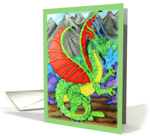 Happy Birthday Card with Colorful Dragon Illustration card (372206)