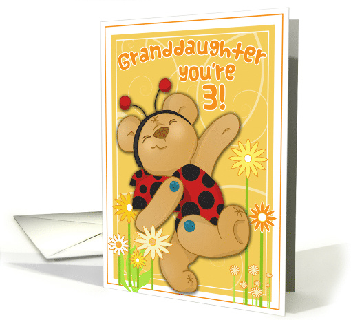 Button Bear Ladybug for Granddaughter 3rd Birthday card (682501)