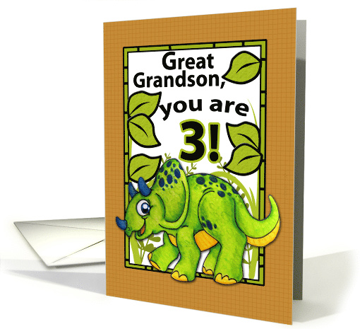 Great Grandson 3rd Birthday Dinosaur card (838618)