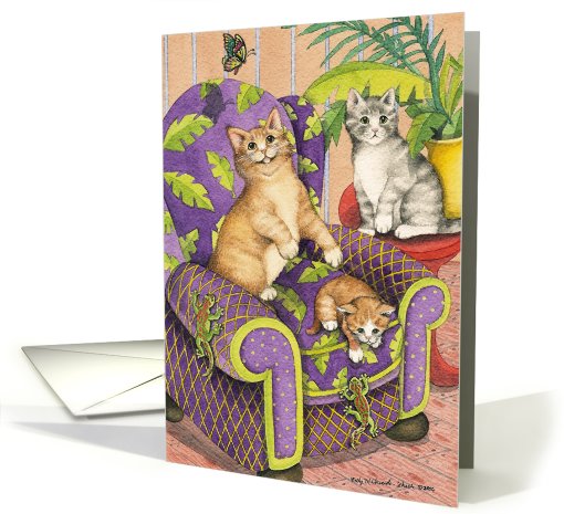 Hawaiian Cats W/Gekkos Birthday EK #7 card (376579)