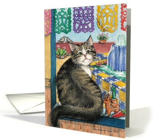 Cat In Festive Window Birthday EK #11 card (381508)