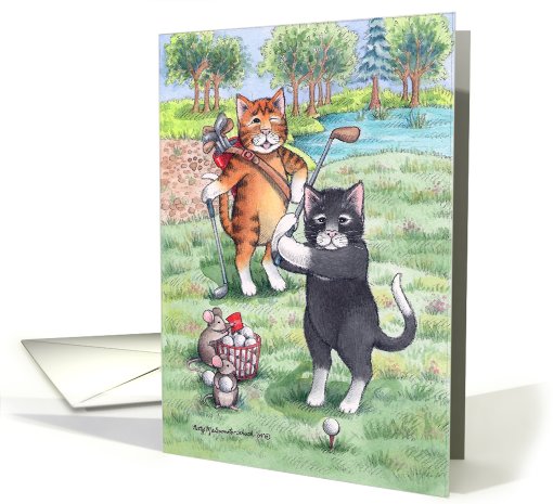 Cats & Mice Golfing Birthday (Bud & Tony) card (430253)