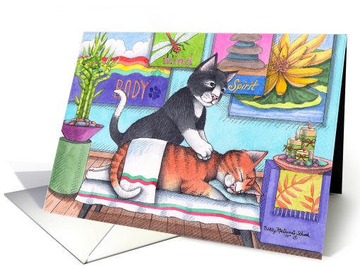 Massage & Reiki Therapy Birthday Cats (Bud & Tony) card (779561)