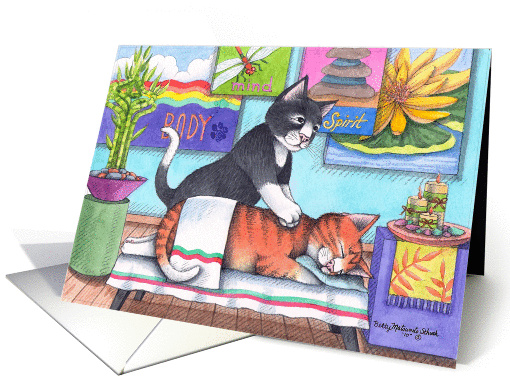 Massage Birthday Cats (Bud & Tony) card (940633)