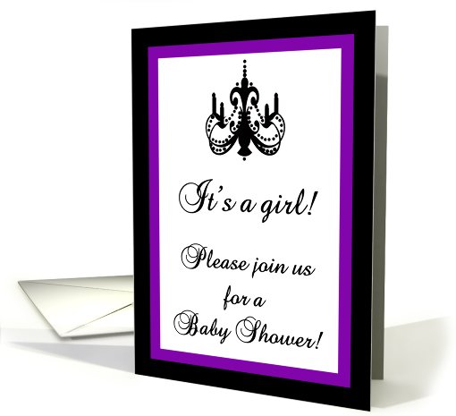 Chic Chandelier Royal Plum Purple and Black Baby Shower... (745916)