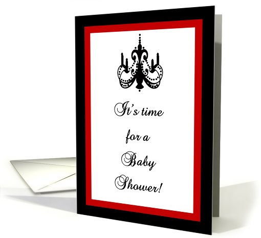 Chic Chandelier Crimson Red and Black Baby Shower Invitation card