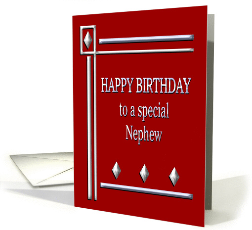 Happy Birthday Nephew Red and Silver card (1363322)