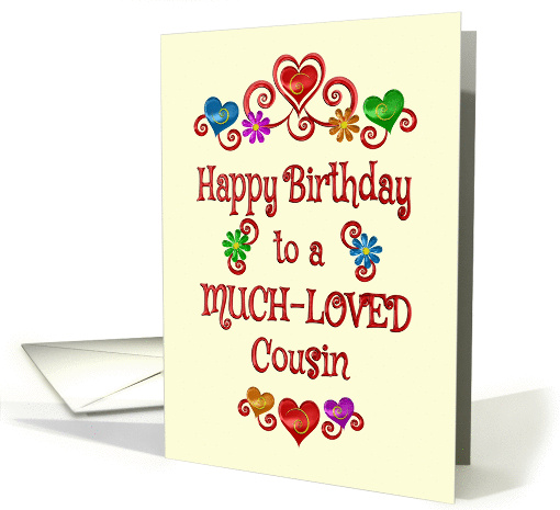 Happy Birthday Cousin Hearts and Flowers card (1422886)