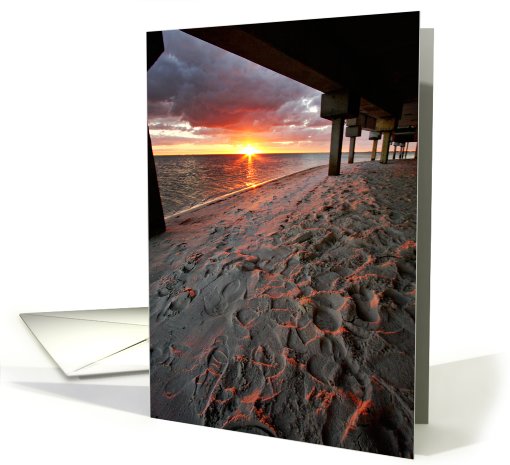 I'm sorry for your loss (Sunset in Tampa, lighting hitting sand) card