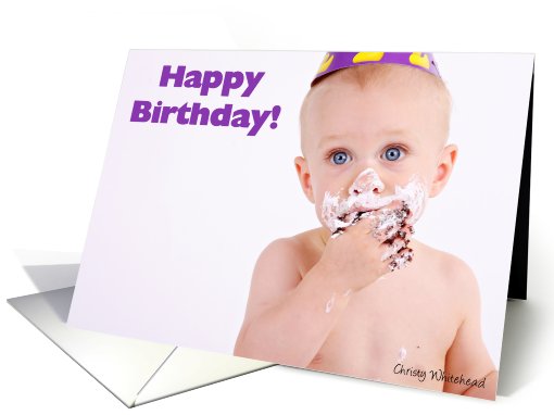 Happy birthday! From Coworkers (baby with cake on face) card (417755)