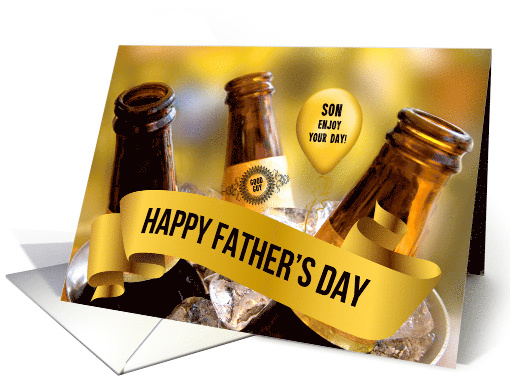 for Son on Father's Day Bucket of Beer Theme card (1020307)