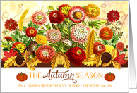 Autumn Season Chrysanthemum Garden with Chipmunk Blank card