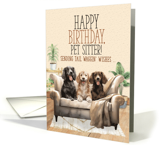 for Pet Sitter Birthday Cute Cartoon Dogs with Argyle Pattern card