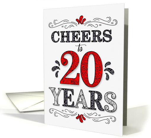 20th Birthday Cheers in Red White and Black Patterns (1571886)