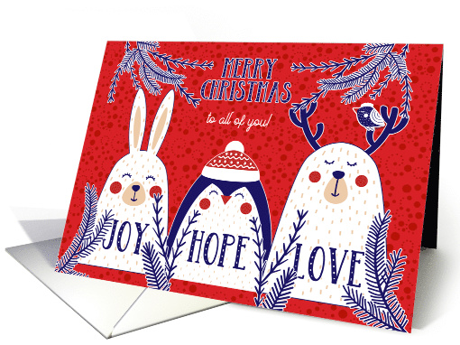 for Group Christmas Winter Creatures Red Blue White card (1582746)