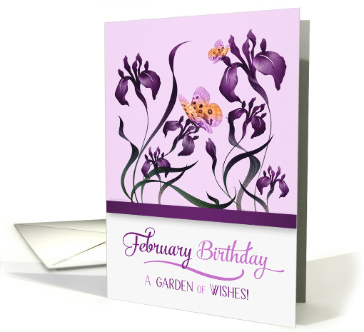 February Birthday Purple Iris with Butterflies card (934843)