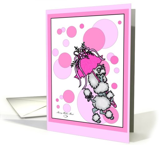 Pink Polk-a-dot Poodle card (419947)