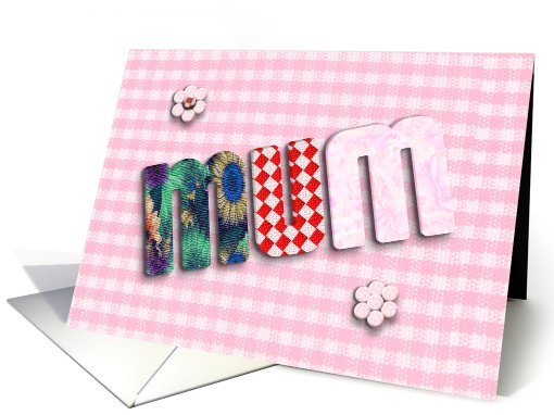 Patchwork MUM Text on Pink Checkered Fabric card (774948)