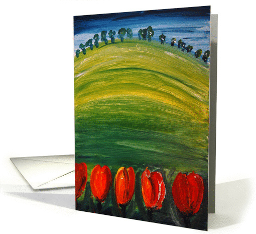 Tulips on a round hill card (441440)