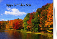 Happy Birthday, Son autumn scene card