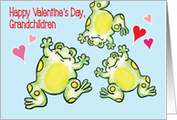 Jumping Frogs Grandchildren’s Valentine Hearts card