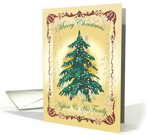 Christmas, To Nephew & Family, decorated tree card (700730)