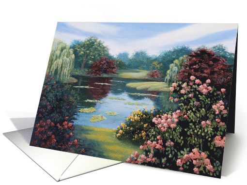 Birthday Mystical Garden, Lake, Willow Trees card (925860)