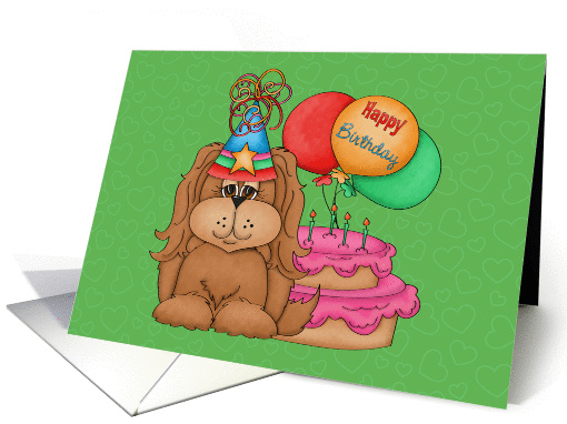 Dog, Cake and Balloon Kids Birthday card (1098726)