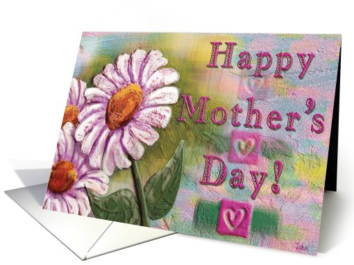 Happy Mothers Day with flowers and hearts card (474357)
