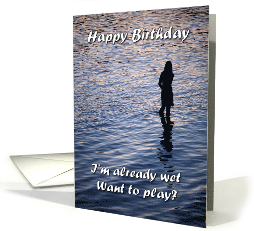 Happy birthday girl standing in a lake card (1517504)