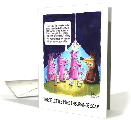 Happy Birthday - Three Little Pigs insurance scam card (485296)