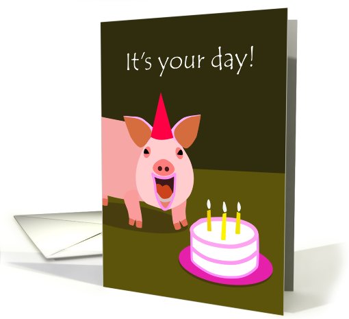 Pig  with Birthday Cake card (628036)