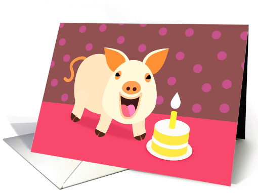 Birthday Pig & Cake card (870744)