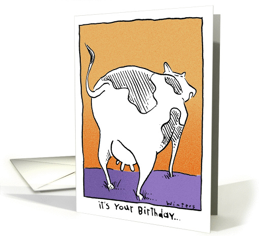PlainFolk Birthday Cow card (537479)