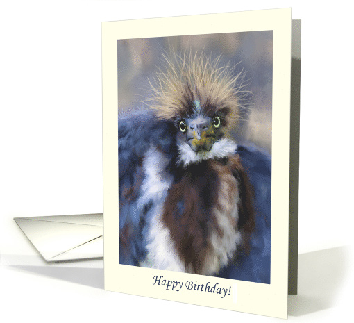 Happy Birthday Cute Bird with Wild Hair Coronavirus card (1619496)