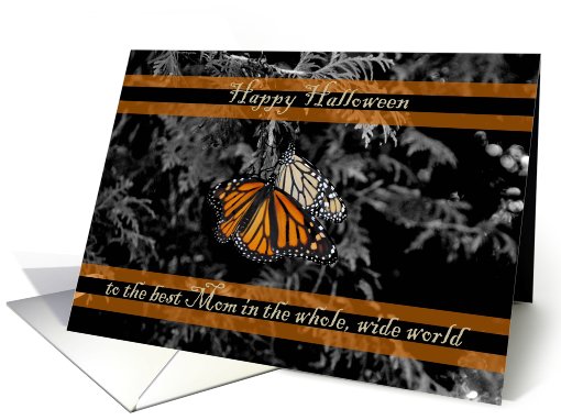 Happy Halloween Mom Monarch Butterflies Black Orange card (687264)