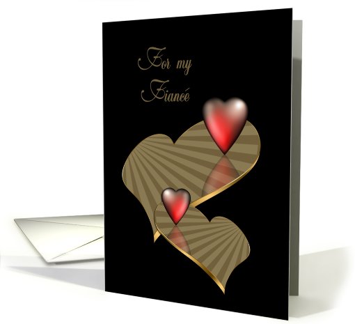 For my Fiance valentine red and gold hearts card (550738)