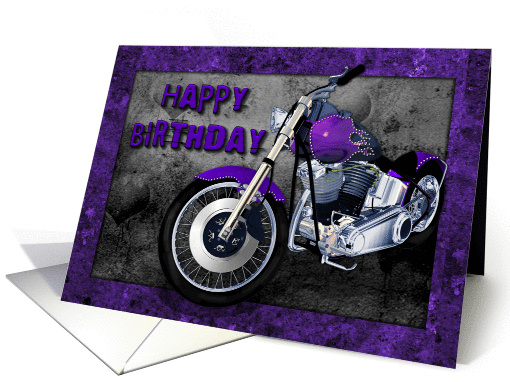 Happy Birthday purple motorbike card (561276)