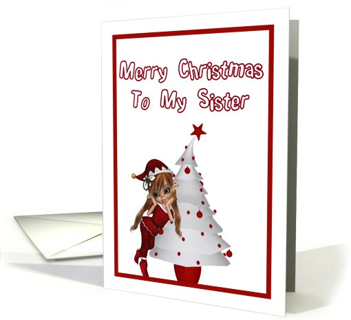 Merry christmas to my sister red and white tree in a frame card