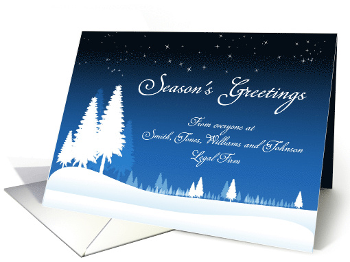Blue and White Snow Scene Business Christmas Thank You card (1173618)