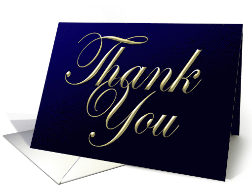 Thank You Elegant Blue with Golden Script card (816352)
