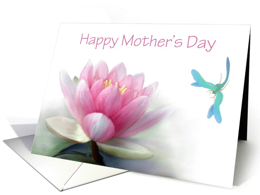 Mother's Day Mom, Water Lily, Lotus, Dragonfly card (802645)